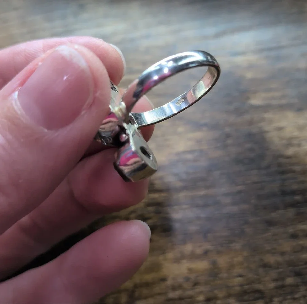 Sterling Silver Triple Raw Cut Herkimar Diamond Ring